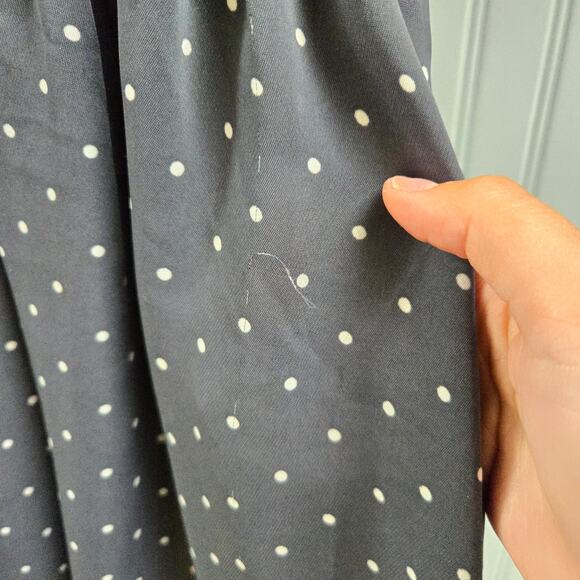 H&M Dark Grey and White Polka Dot Long Sleeve Satin Dress - Picture 7 of 8